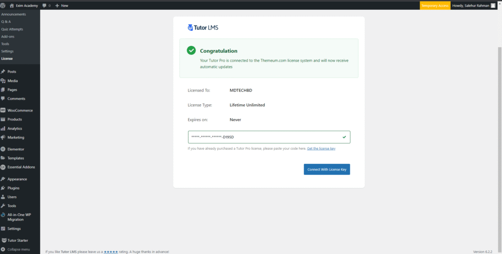 Tutor LMS Pro License key